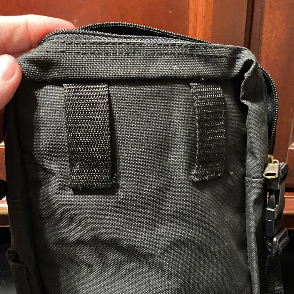 Vintage Black canvas messenger Crossbody or belt Bag